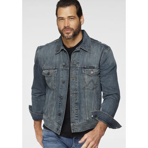 „Jeansjacke WRANGLER „“WESTERN DENIM JACKET““ Gr. XXL, grau (mid, stone) Herren Jacken Übergangsjacken“