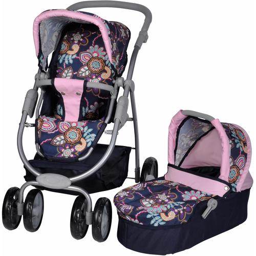 „Kombi-Puppenwagen KNORRTOYS „“Coco – Blau/Rosa/Blumen““ Puppenwagen bunt (blau, rosa, blumen) Kinder Puppenwagen -trage 2-in-1″