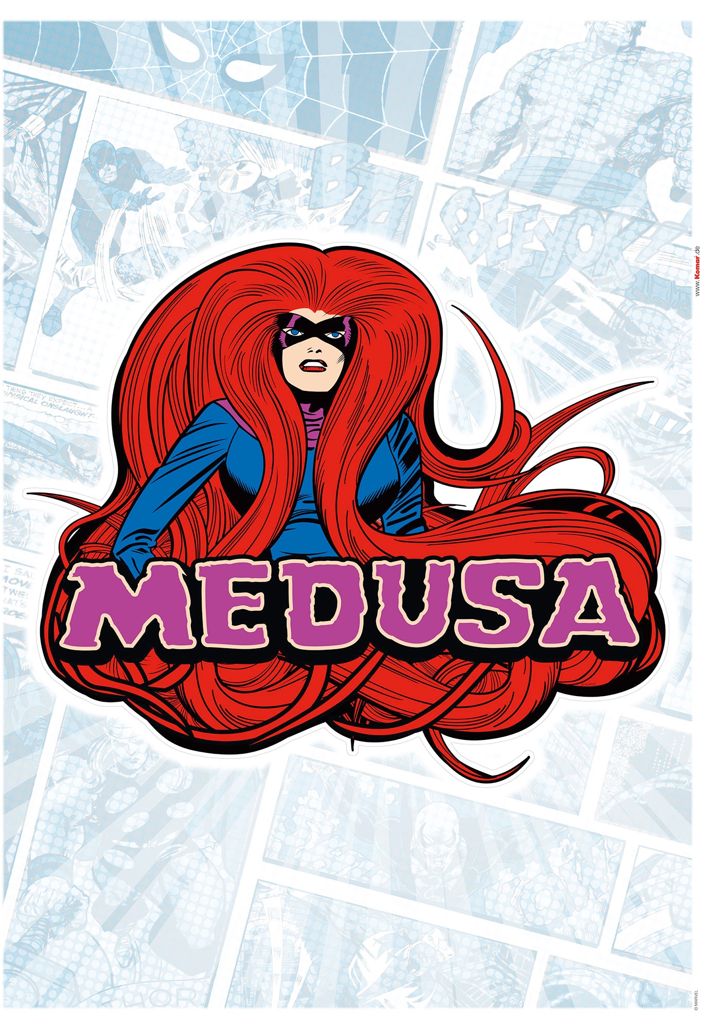 Wandtattoo KOMAR "Medusa Comic Classic - Größe 50 x 70 cm", rot (rot, blau), B:50cm H:70cm, Folie, Wandtattoos, Wandtattoo, selbstklebend, Wandsticker, Kinderzimmer