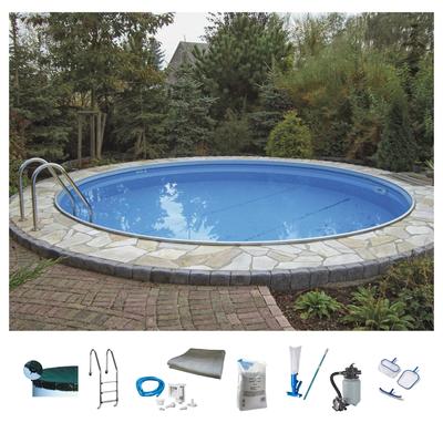 Rundpool KONIFERA "Kuba II", weiß (weiß, blau), H:120cm Ø:350cm, Schwimmbecken, verschiedene Größen, für den Volleinbau