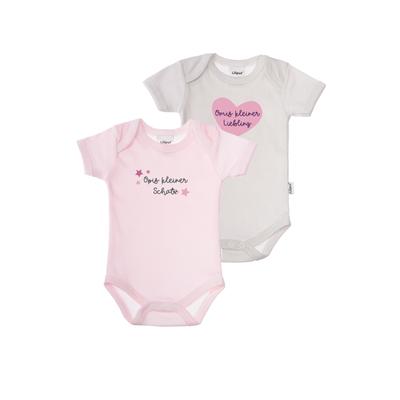 Body LILIPUT "Opis kleiner Schatz", Baby, Gr. 44, EURO-Größen, rosa (rosa, grau), 100% Baumwolle, bedruckt, normal, Rundhals, Kurzarm, Bodies, mit praktischen Druckknöpfen Image