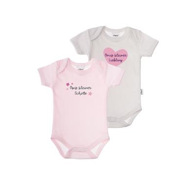 Body LILIPUT "Opis kleiner Schatz", Baby, Gr. 50/56, EURO-Größen, rosa (rosa, grau), 100% Baumwolle, bedruckt, normal, Rundhals, Kurzarm, Bodies, mit praktischen Druckknöpfen