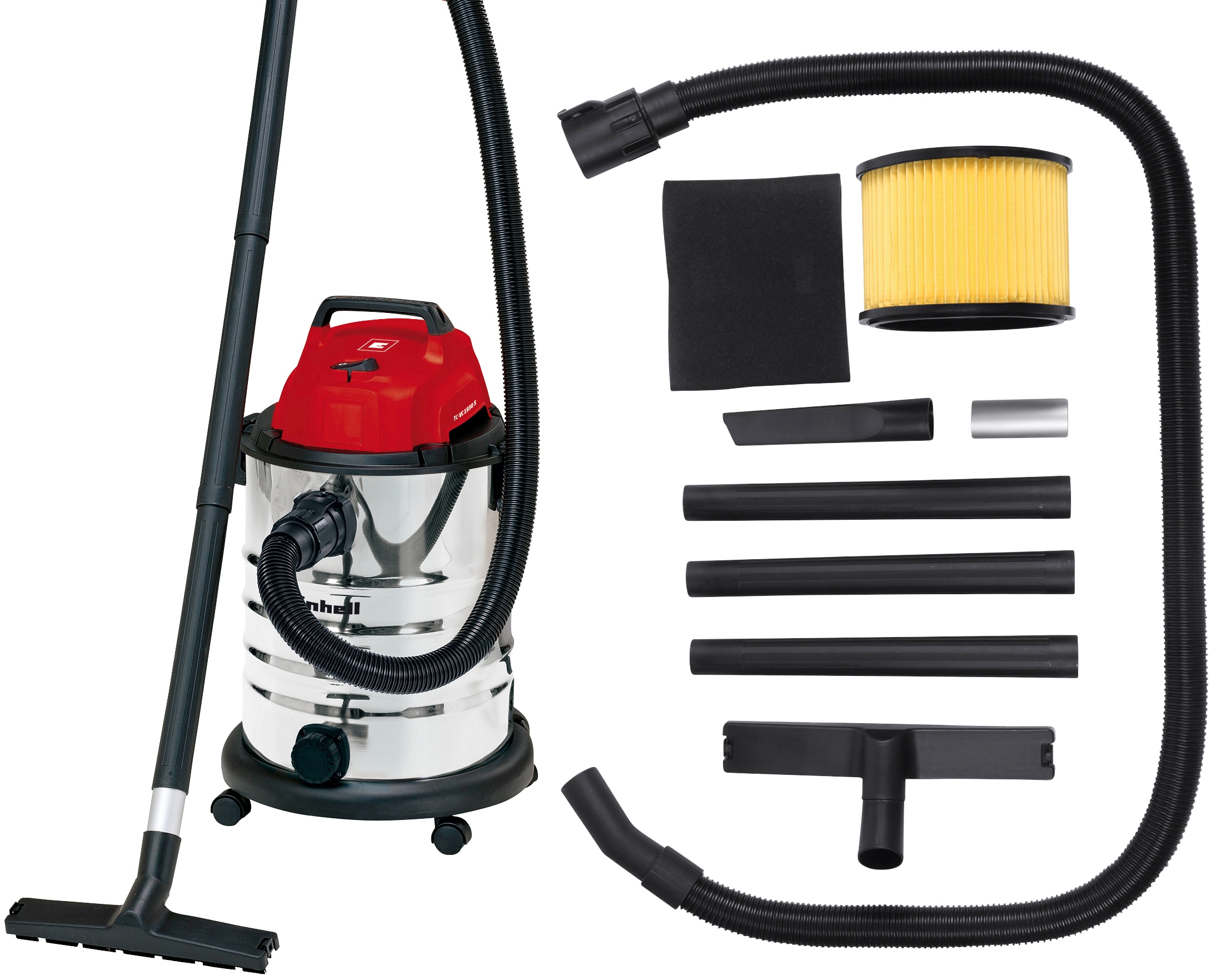 EINHELL Nass-Trocken-Sauger "TC-VC 1930 S", rot (rot, schwarz, silberfarben), B:38cm H:55,1cm, Mehrzwecksauger, Inklusive umfangreichem Zubehör