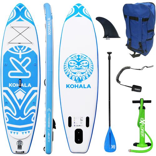 „Inflatable SUP-Board KOHALA „“Kohala““ Wassersportboards Gr. 320x81x15cm 320 cm, weiß (weiß, blau) Stand Up Paddle“