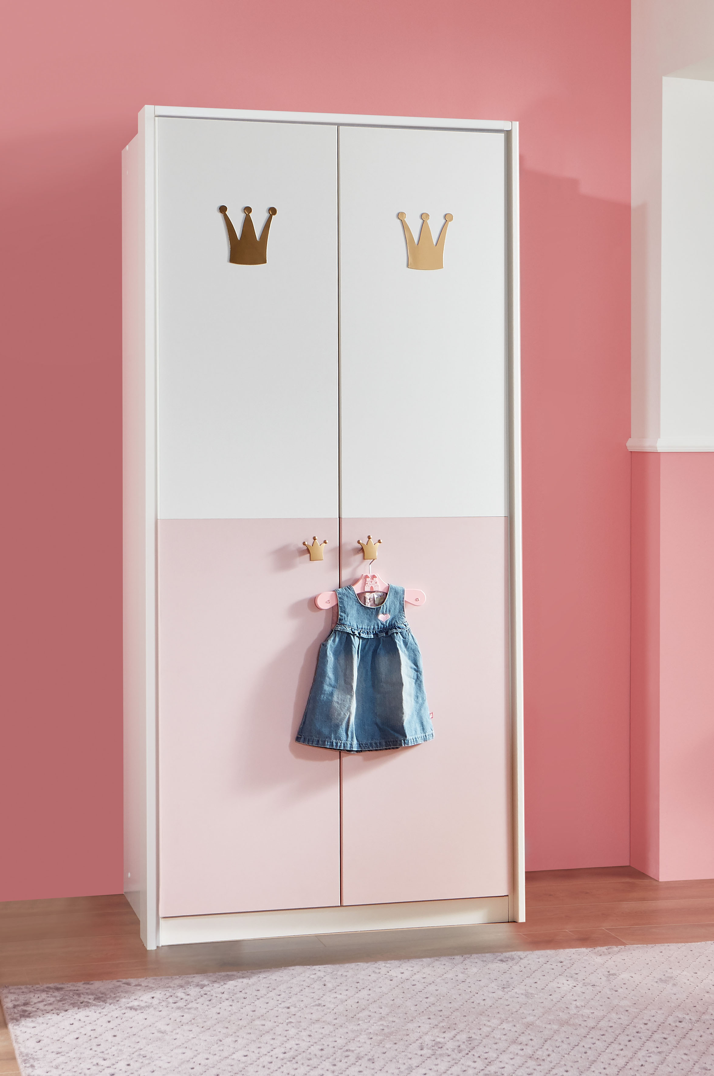 Drehtürenschrank WIMEX "Cindy2", rosa (weiß, rosé), B:95cm H:199cm T:58cm, Spanplatte, Schränke, Drehtürenschrank