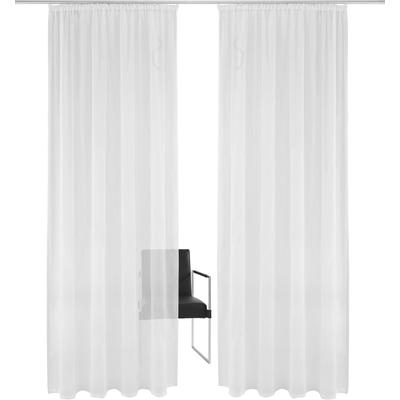 Gardine "Mila" Gr. 2, weiß, B:140cm H:175cm, Voile, Polyester, GUIDO MARIA KRETSCHMER HOME & LIVING, Gardinen, Wellenmuster, Voile, einfarbig, democratichome Edition, bestickt Image