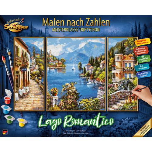 Malen nach Zahlen SCHIPPER ""Meisterklasse Triptychon - Lago Romantico"" Malvorlagen bunt Kinder Made in Germany