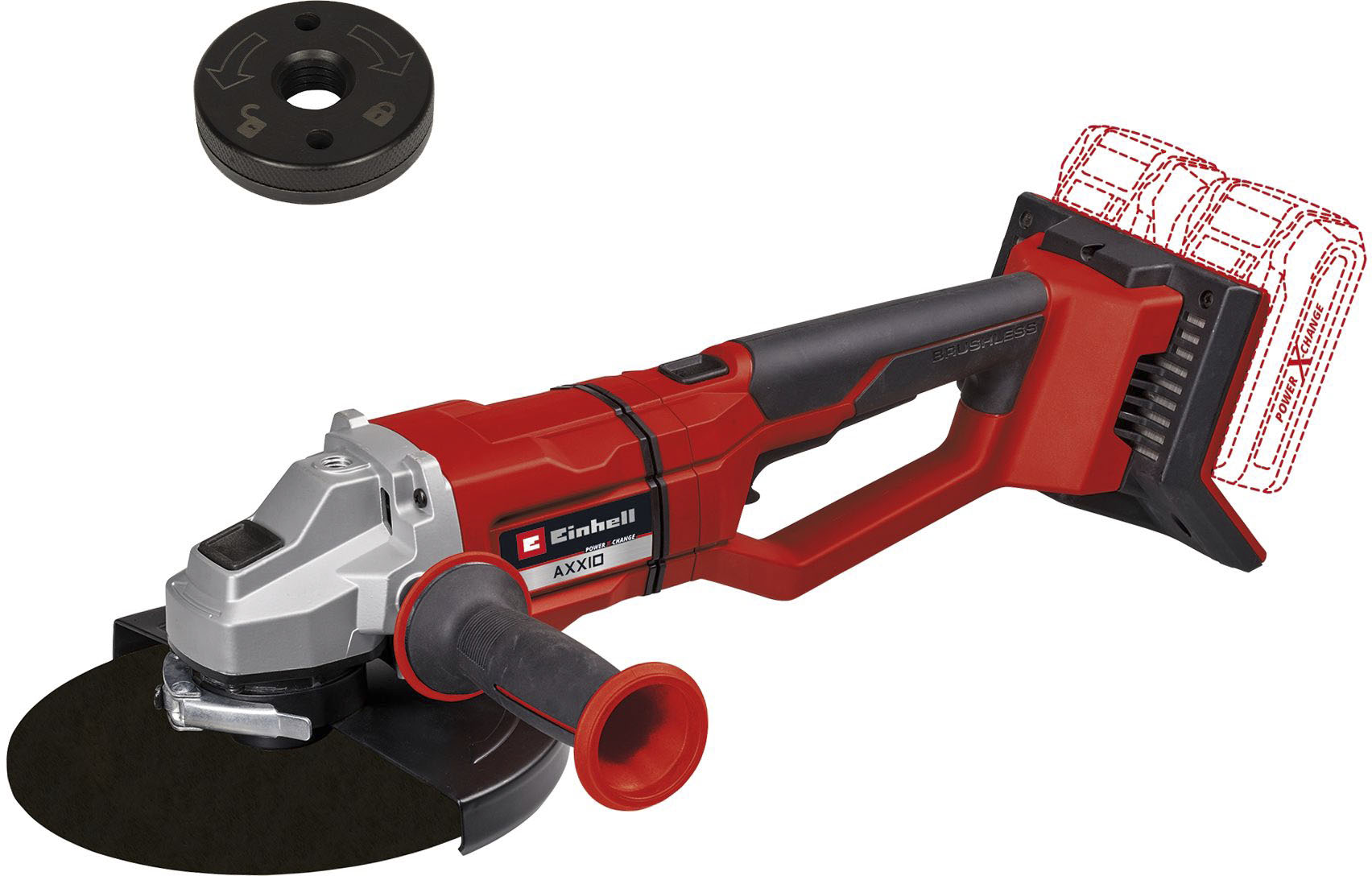 Akku-Winkelschleifer EINHELL "AXXIO 36/230 Q", rot (rot, schwarz), B:28,5cm H:19cm L:50cm, Schleifmaschinen, Power X-Change, ohne Akku und Ladegerät Image