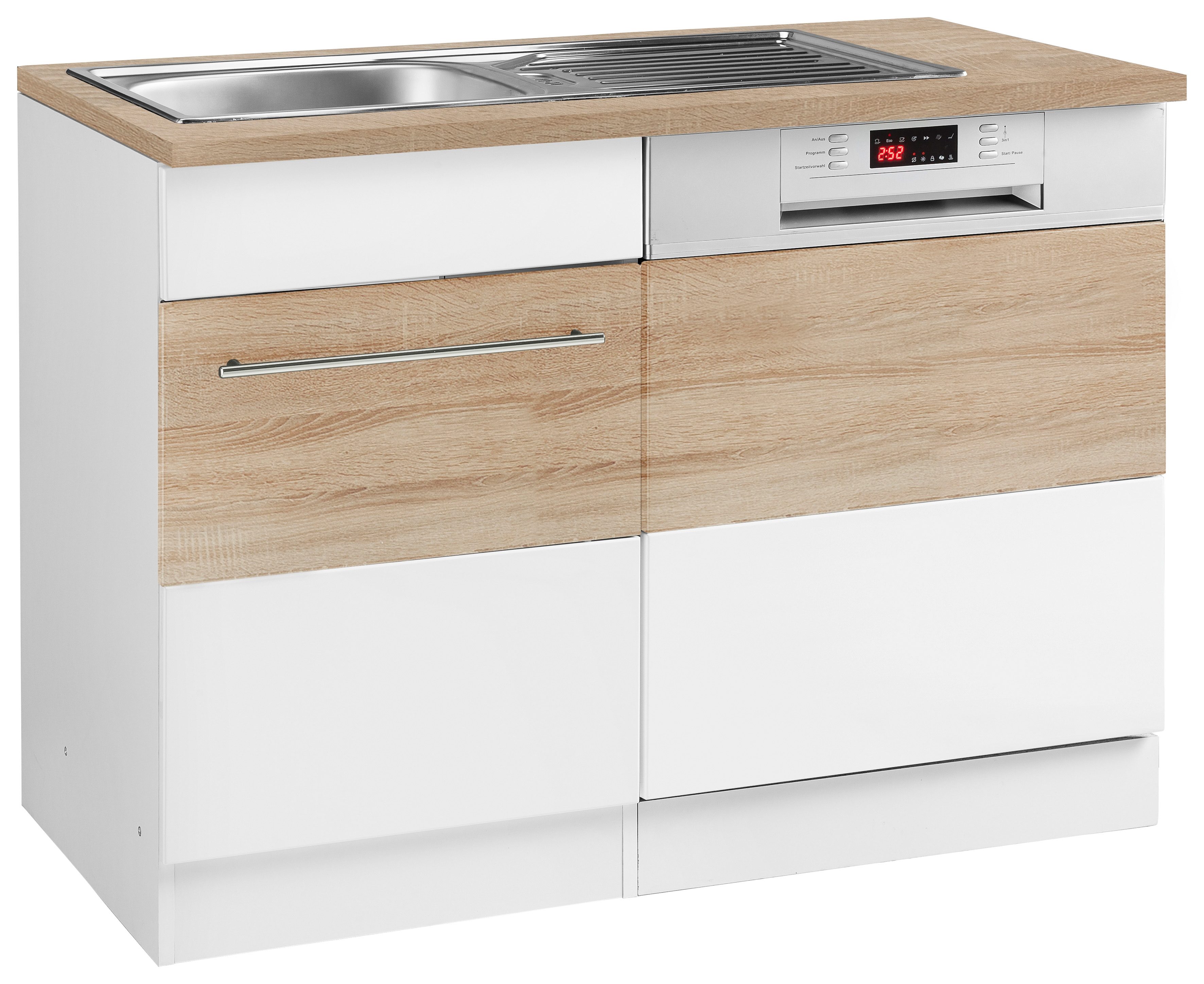 Spülenschrank KOCHSTATION "KS-Trient", weiß (weiß matt, eichefarben), B:110cm H:85cm T:60cm, Schränke, 110 cm breit, inkl. Tür/Socke für Einbaugeschirrspüler Image