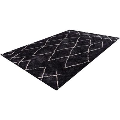 Hochflor-Teppich MY HOME "Bella" Gr. 4, grau (anthrazit), B:160cm H:27mm L:230cm, Kunstfaser, Teppiche, Retro, Wohnzimmer Image
