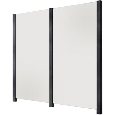 Zaun STAKET PRO, grau (anthrazit), Pfosten: 3 St., Aluminium, Glas, Zaunelemente, Glaszaun, Gesamtlänge: 2,212 m, 3 Pfos