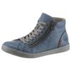 Schnürboots RIEKER, Damen, Gr. 40, blau (stahlblau), Lederimitat, unifarben, sportlich, Schuhe, Schnürstiefelette, Casual-Boots mit Reißverschluss außen