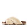 Pantolette LASCANA "Hausschuh, Mule, Sandale, offener Schuh", Damen, Gr. 38, beige, Obermaterial: 100% Synthetik. Futter: 100% Lederimitat. Decksohle: 100% Rindsleder. Laufsohle: 100% Synthetik, Fellimitat, casual, Schuhe, mit Korkfußbett und...