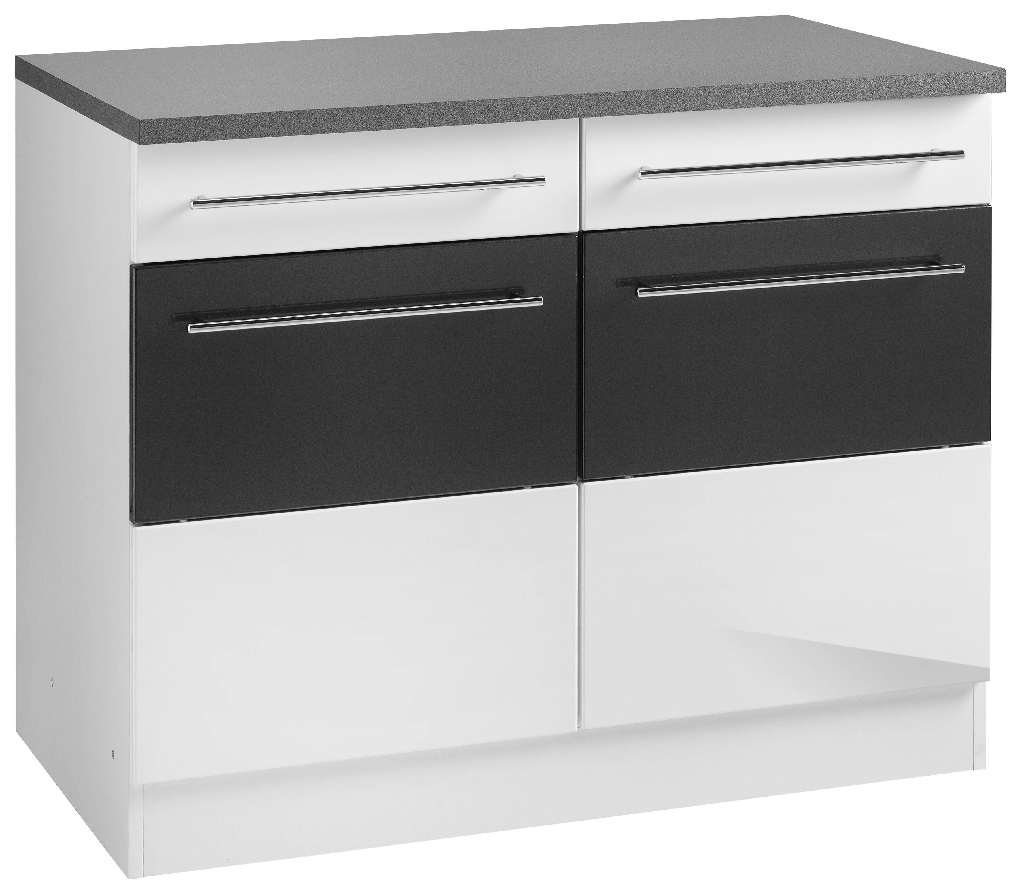 Unterschrank KOCHSTATION "KS-Trient", grau (weiß, anthrazit hochglanz), B:100cm H:85cm T:60cm, Schränke, 100 cm breit Image