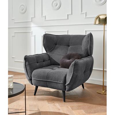 Sessel LEONIQUE "Ariana", grau (charcoal), B:103cm T:98cm, 90% Polyester 10% Polyamid, Sessel, Einzelsessel Polstersessel, Stylischer Hochlehner bzw. Ohrensessel Image