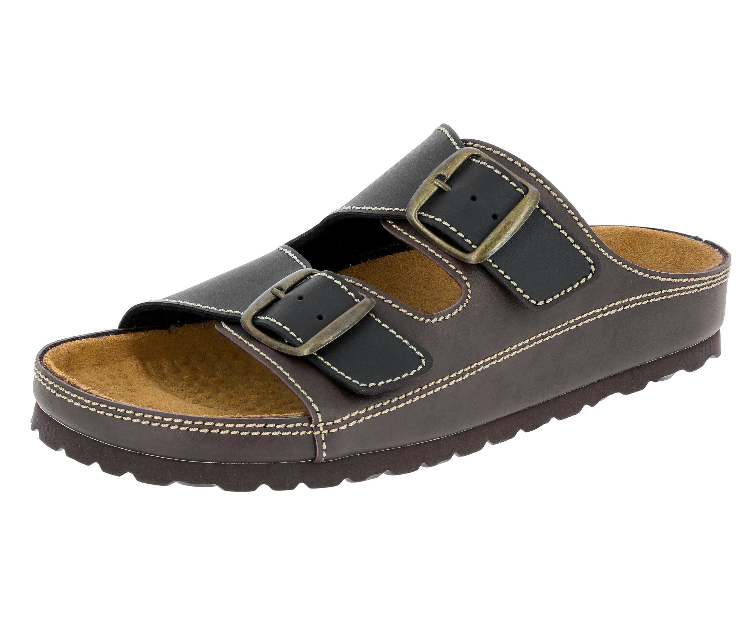 Pantolette LICO "Pantolette Natural Man", Herren, Gr. 42, braun, Synthetik, Schuhe Pantolette