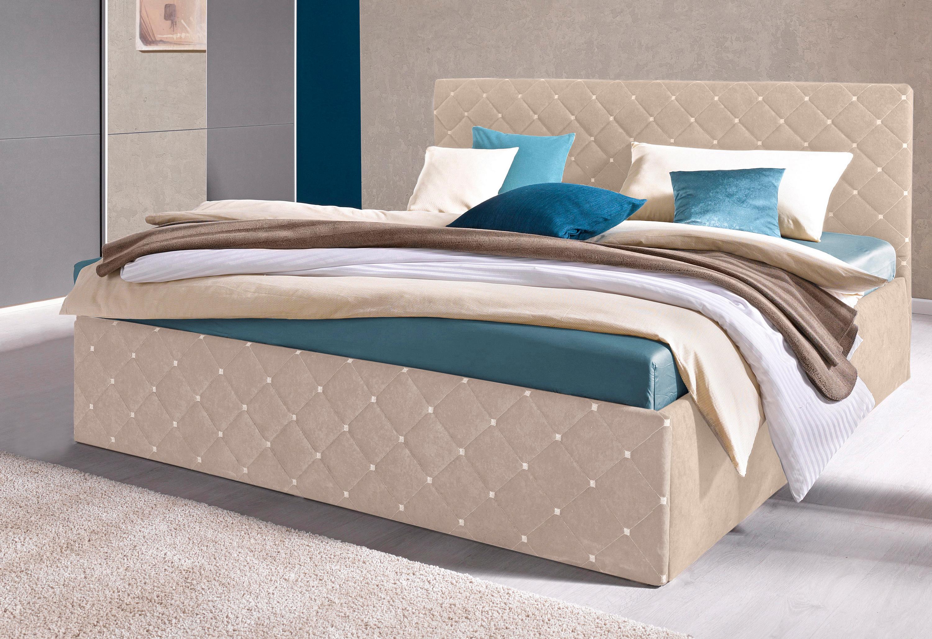 Polsterbett, beige (sand), B:170cm L:212cm, Bezug Bett: Microfaser (100% Polyester);Bonnell-Federkernmatratze: 51% Polypropylen, 39% Polyester, 10% Baumwolle;Kaltschaummatratze: 100% Polyester, Bezug abnehm- und waschbar bis 60C, WESTFALIA...