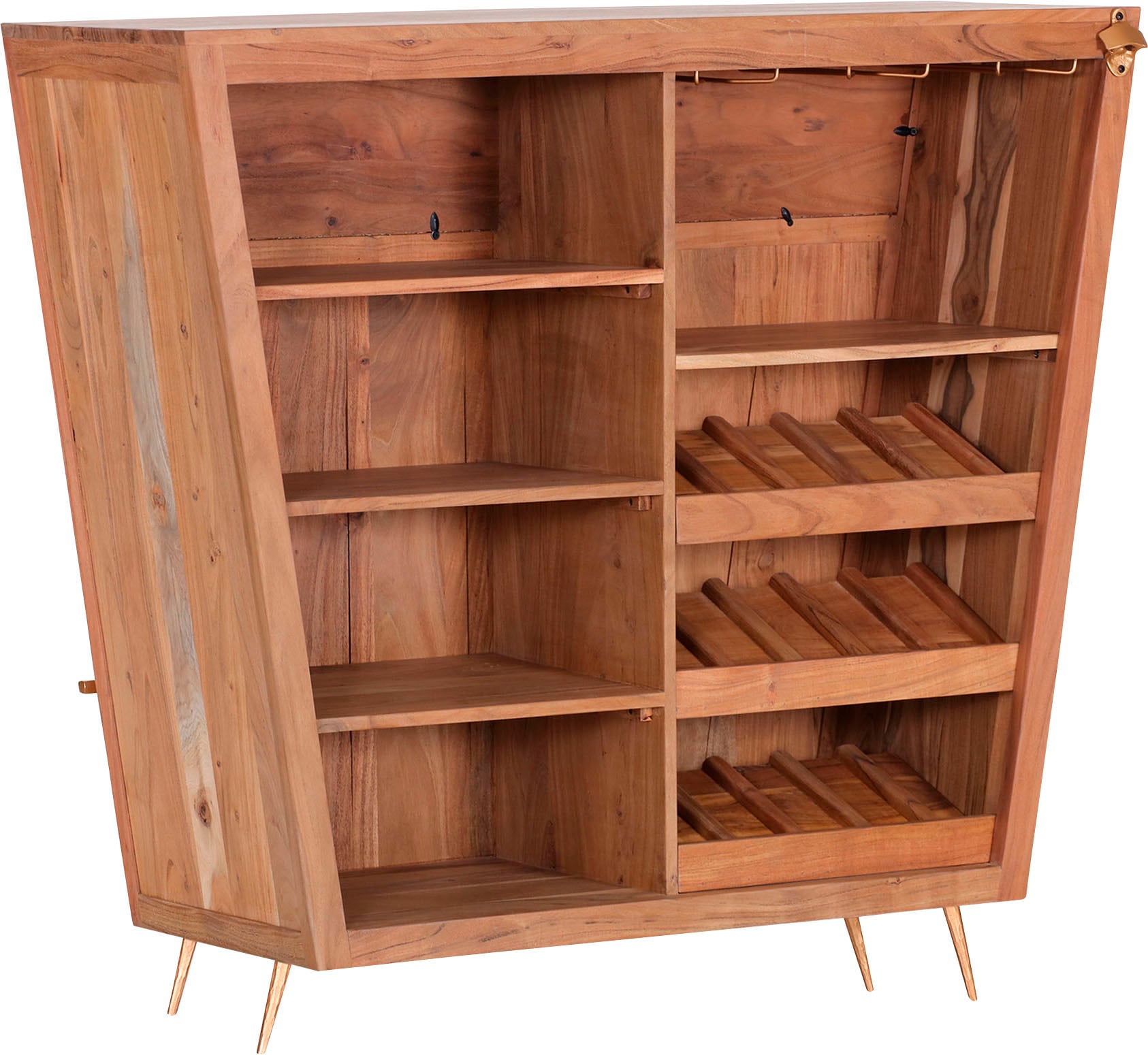 Barschrank GUTMANN FACTORY "Bonnie", beige (natur), B:120cm H:108cm T:47cm, Massivholz, Schränke, Barschrank, mit Wiener Geflecht Rattan Geflecht in der Front