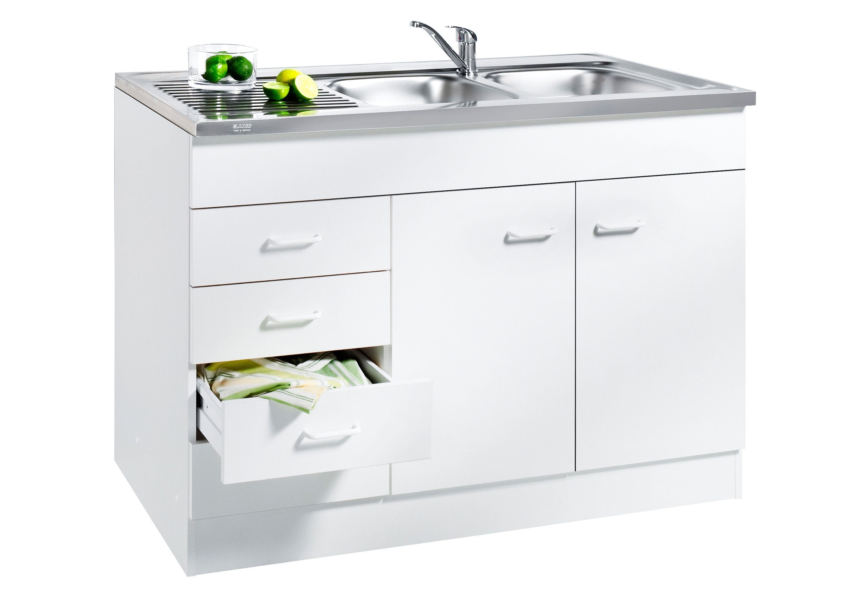 Spülenschrank KOCHSTATION "KS-Elster", braun (buchefarben), B:120cm H:85cm T:60cm, Holzwerkstoff, Schränke, Spülenschrank, Breite 120 cm