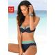 Bandeau-Bikini-Top LASCANA "Monroe" Gr. 38, Cup D, bunt (marine, türkis) Damen Bikini-Oberteile Ocean Blue