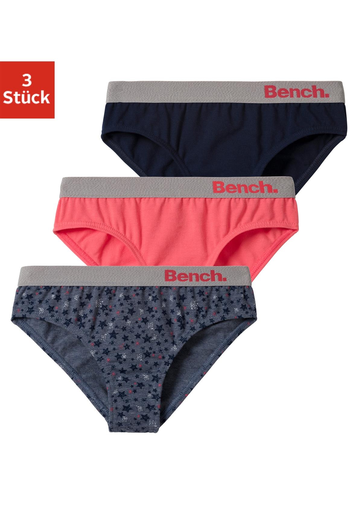 Slip BENCH., Kinder, Gr. 158/164, bunt (koralle, blau, meliert, bedruckt, navy), Jersey, Obermaterial: 92% Baumwolle, 8% Elasthan (LYCRA), gemustert, unifarben, körpernah, Unterhosen, mit Sternen Print und unifarben Image