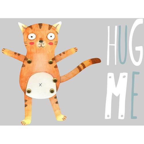 "Wandtattoo WALL-ART ""Teddy Tiger Katze Hug me"" Wandtattoos Gr. B/H/T: 100 cm x 76 cm x 0,1 cm, bunt Wandtattoos Wandsticker"