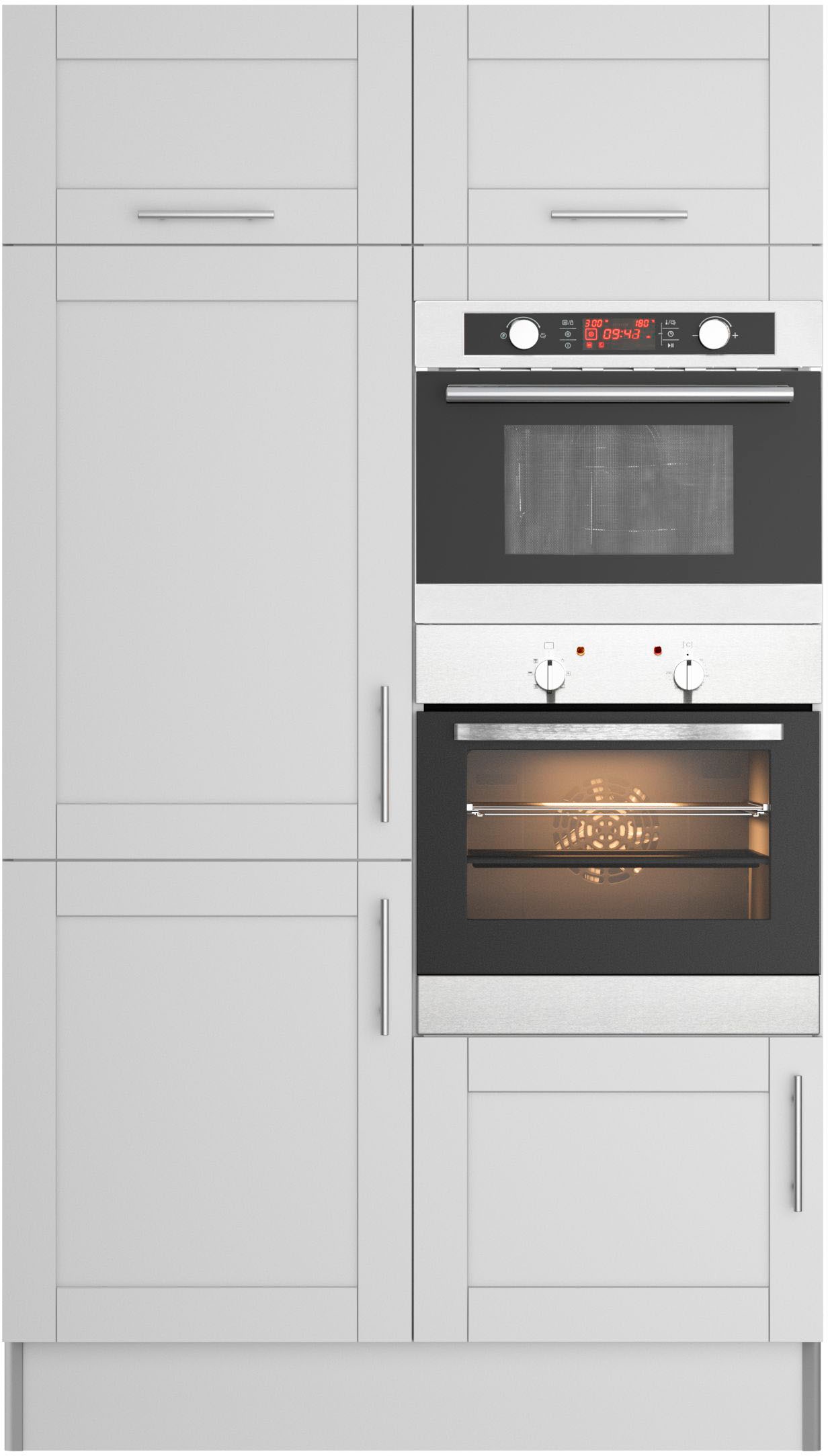 Küche KOCHSTATION "KS-Ahus, Hochschrankmodul", schwarz (küche: grau, front: hellgrau matt, korpus: hellgrau, arbeitsplatte: granit schwarz), B:120cm H:211,8cm T:58,4cm, Komplettküchen-Sets, Küchenzeile, Breite 120 cm,wahlweise mit... Image