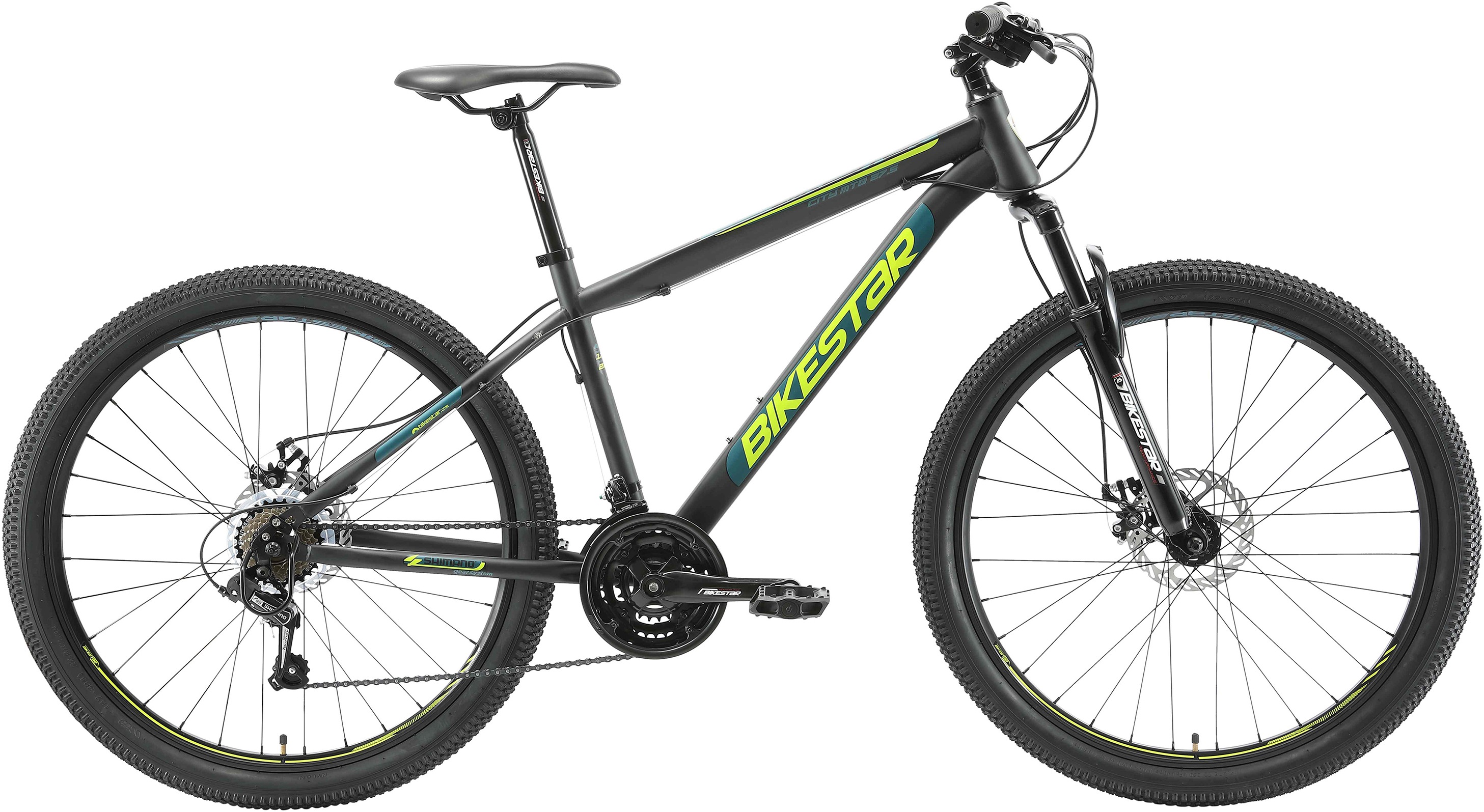 Mountainbike BIKESTAR Gr. 43, schwarz, Fahrräder, 43cm, 27,5 Zoll (69,85cm), für Damen und Herren, Kettenschaltung Image