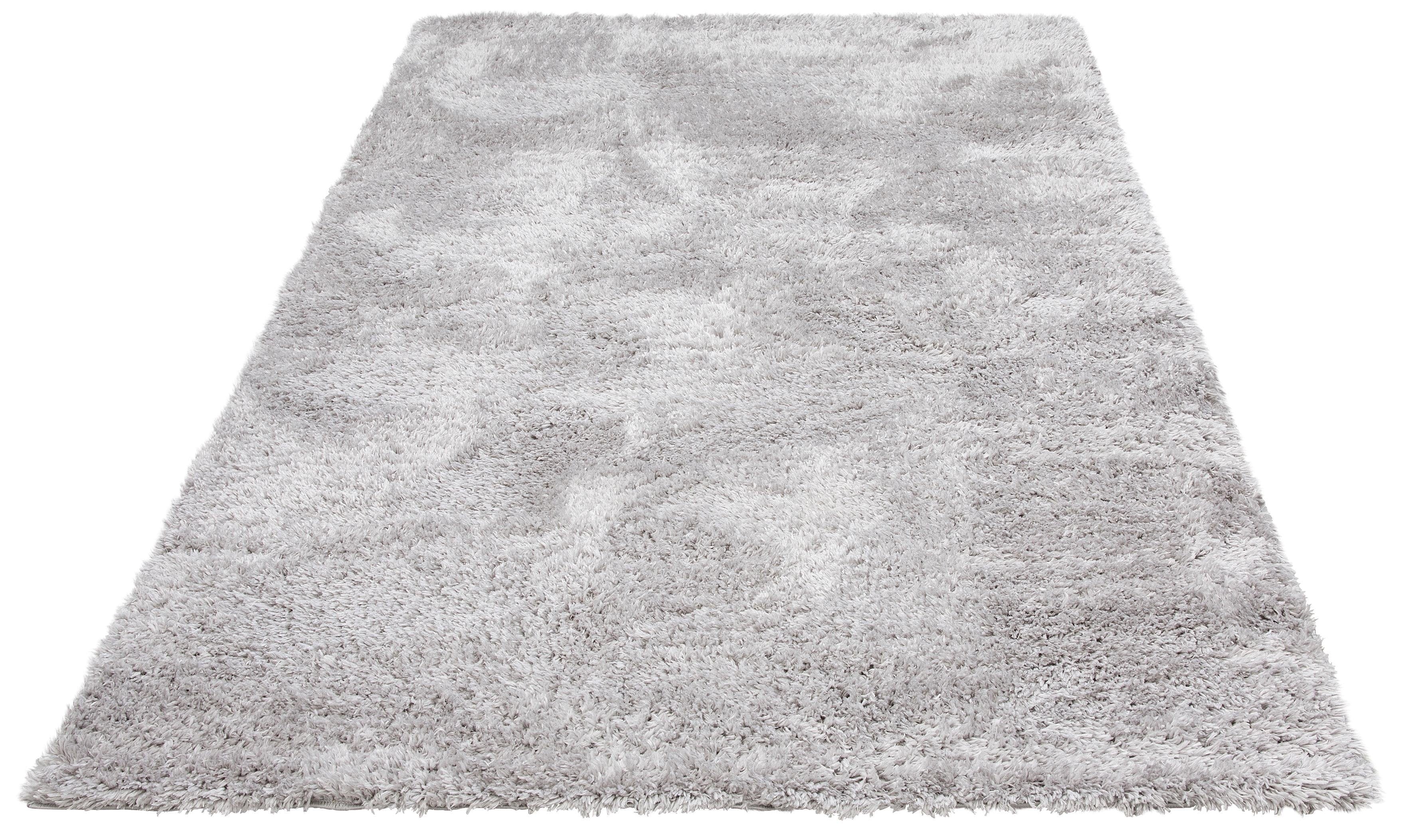 Hochflor-Teppich MY HOME "Boldo" Gr. 5, grau (hellgrau), B:200cm H:50mm L:200cm, Kunstfaser, Teppiche, besonders weich durch Microfaser, Shaggy Teppich Image
