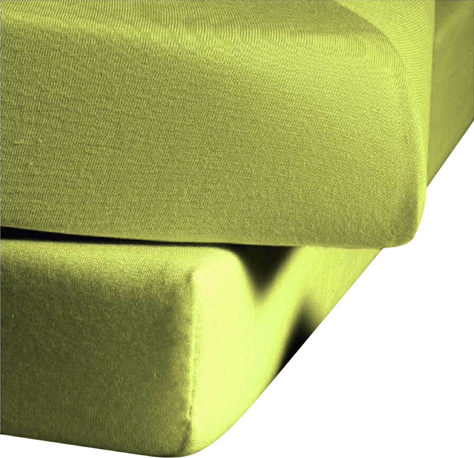Betttuch FLEURESSE "Colours", grün (apfelgrün), B:220cm L:260cm, Mako-Satin, Obermaterial: 100% Baumwolle, Bettlaken, offenes Bettlaken Image