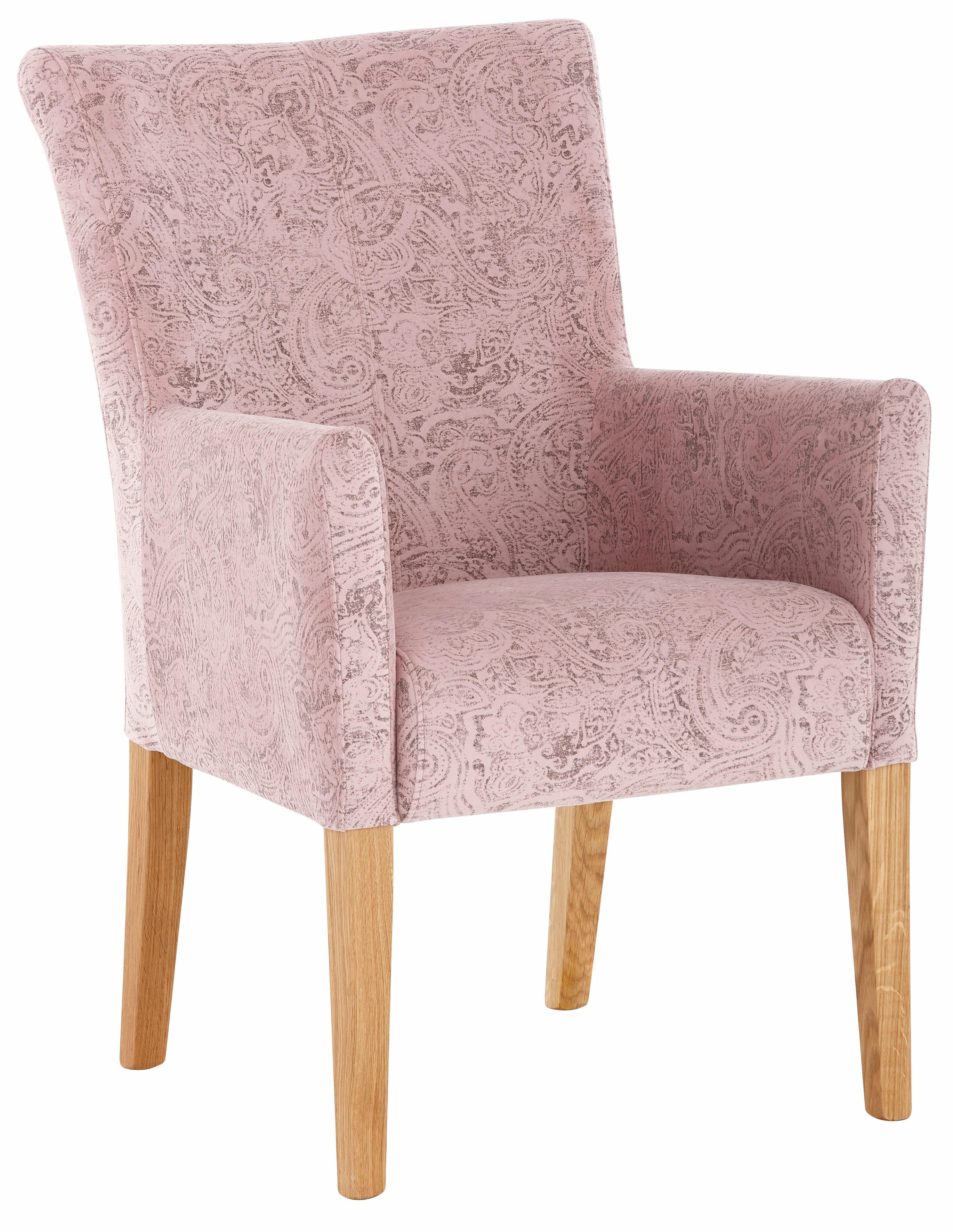 Armlehnstuhl HOME AFFAIRE "King BESTSELLER", rosa (rosa, eiche natur), B:60cm H:92cm T:65cm, Polyester, Stühle, Armlehnstuhl, Esszimmerstuhl mit bequemer Polsterung, Esszimmersessel mit Armlehnen