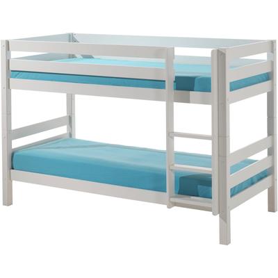 Etagenbett VIPACK "Pino, inkl. Rolllattenrost, Leiter und Absturzschutz", weiß (weiß, kiefer massiv weiß lackiert), Ohne Bettschublade, Liegefläche B/L: 90cm x 200cm, kein Härtegrad, ohne Matratze, Etagenbetten, optional mit Bettschublade auf Rollen Image