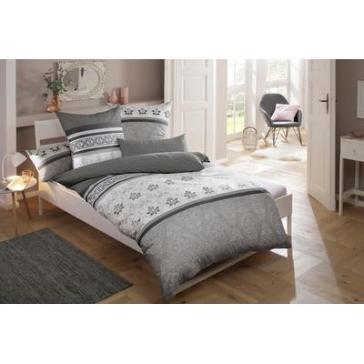 Bettwäsche HOME AFFAIRE "Cremona", grau (anthrazit, grau), B/L: 155cm x 220cm, , Linon, B/L: 80cm x 80cm, Linon, Obermaterial: 100% Baumwolle, Bettwäsche, romantische Bettwäsche in verschiedenen Qualitäten, ab Gr. 135x200 cm Image