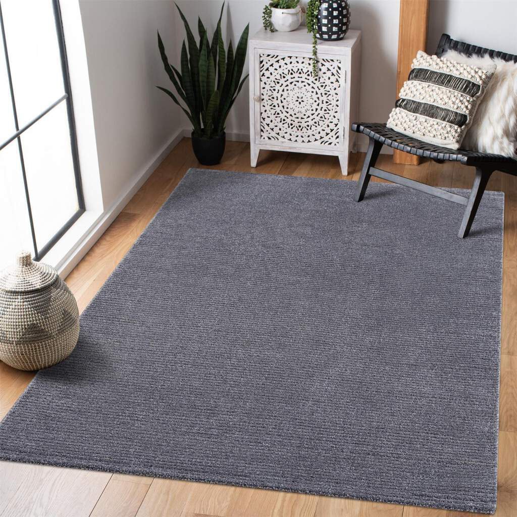 Teppich CARPET CITY "Friseé-Teppich FANCY900", grau, B:240cm H:12mm L:340cm, Polypropylen, Teppiche, Läufer, Kurzflor, Einfarbig, 3D-Optik, Streifen Look, Wohnzimmer Image