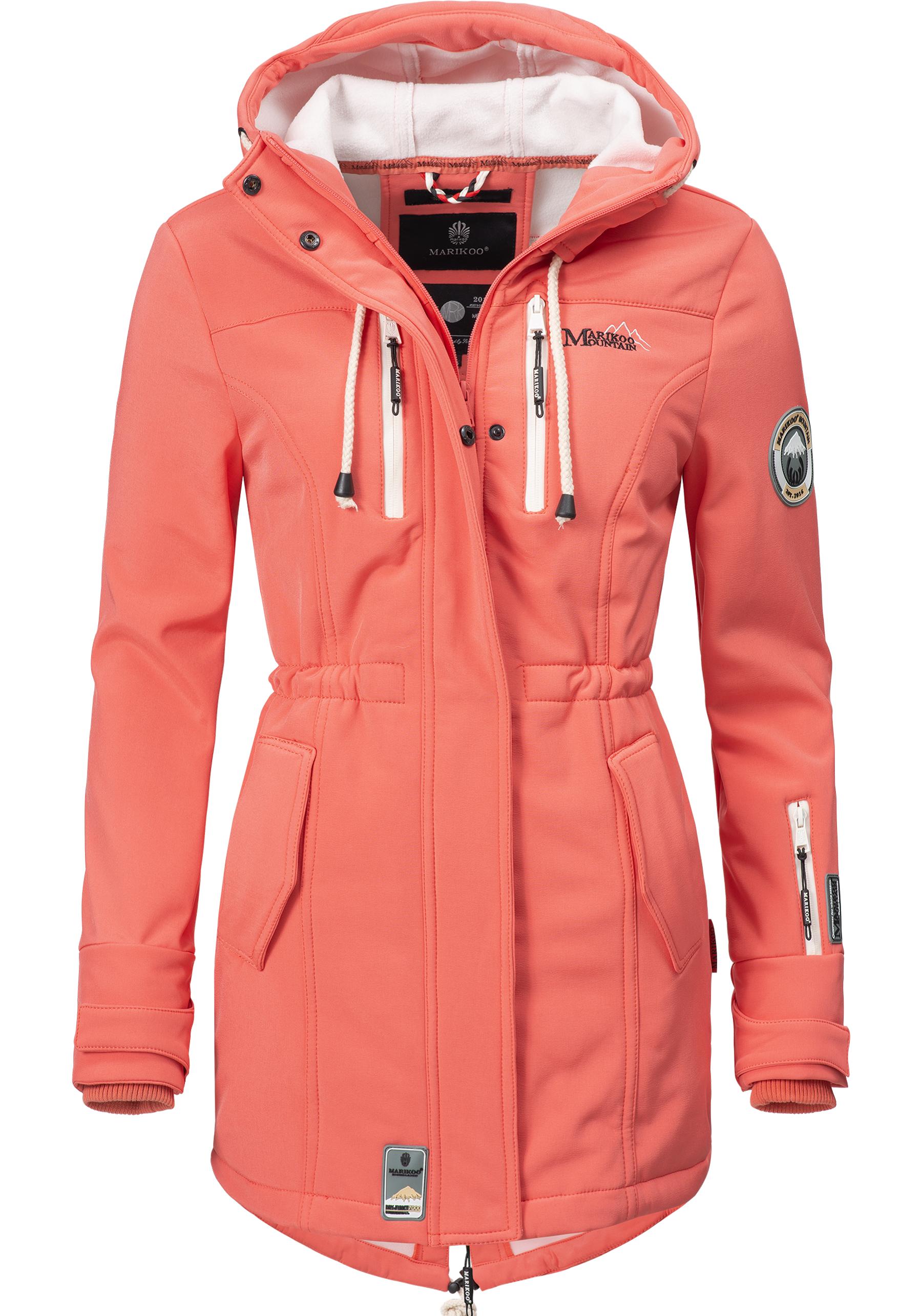 Funktionsmantel MARIKOO "Zimtzicke", Damen, Gr. XS(34), rot (coral), Oberstoff: 98% Polyester, 2% Elasthan, Futter: 100% Polyester, Ärmelfutter: 100% Polyester, Casual, figurbetont Po-bedeckend, hoch geschlossener Ausschnitt, Ärmel ohne Ärmelschlitz... Image