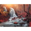 PAPERMOON Fototapete "Mountain Sunset Waterfall" Tapeten Gr. B/L: 4 m x 2,6 m, Bahnen: 8 St., bunt (mehrfarbig) Fototapeten