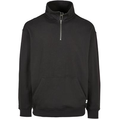 Rundhalspullover URBAN CLASSICS "Urban Classics Herren Organic Basic Troyer", Herren, Gr. S, schwarz, 100% Baumwolle, unifarben, casual, loose fit, amerikanischer Ausschnitt, Langarm, Pullover Image