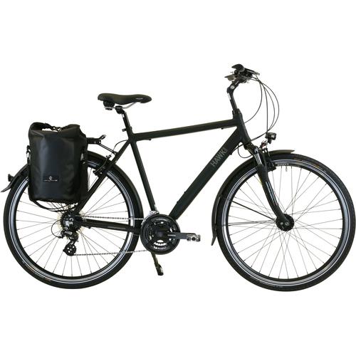 „Trekkingrad HAWK BIKES „“HAWK Trekking Gent Premium Plus Black““ Fahrräder Gr. 57 cm, 28 Zoll (71,12 cm), schwarz Trekkingräder“