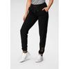 Jogginghose H.I.S, Damen, Gr. 50, N-Gr, schwarz, Obermaterial: 95% Baumwolle, 5% Elasthan, casual, bequem lang, Hosen, mit metallisch glänzenden Details; Große Größe