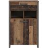 Schuhschrank FORTE "Clif", grau (old wood vintage, betonoptik dunkelgrau, old wood vintage), B:67cm H:105,5cm T:41,6cm, Holzwerkstoff, Schränke, Breite ca. 67 cm