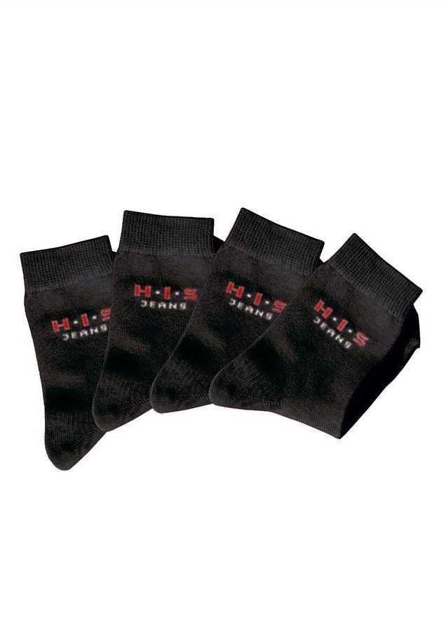 Basicsocken H.I.S, Kinder, Gr. 19-22, schwarz, Baumwolle, Elasthan (LYCRA), Polyamid, unifarben, elastisch, Socken, mit kontrasfarbenem Logo Image