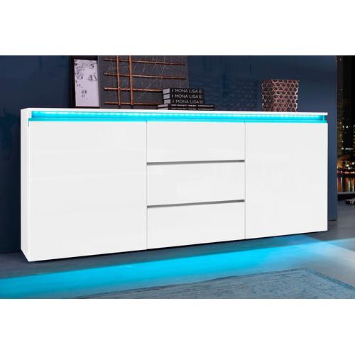 „Sideboard TECNOS „“Magic““ Sideboards Gr. B/H/T: 180 cm x 80 cm x 40 cm, 3, weiß (weiß hochglanz) Sideboards Breite 180 cm, ohne Beleuchtung“