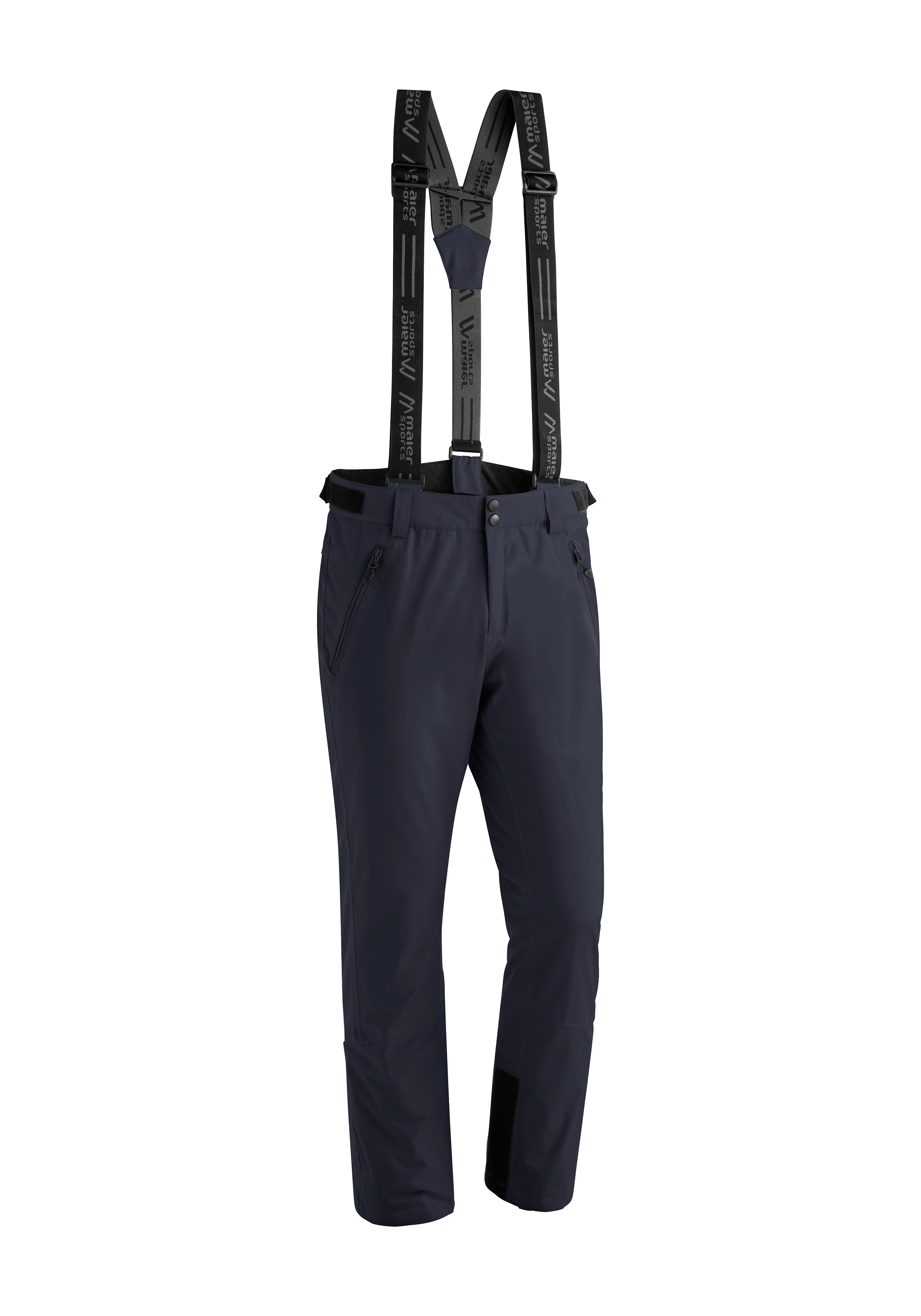 Skihose MAIER SPORTS "Anton slim", Herren, Gr. 50, Normalgrößen, blau (dunkelblau), 100% Polyester, Hosen, Herren Schneehose mit Hosenträgern, wind/wasserdicht, Slim Fit Image