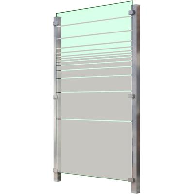 Zaun STAKET PRO, silber (silberfarben), Pfosten: 2 St., Edelstahl, Glas, Zaunelemente, Glaszaun, Gesamtlänge: 1,115 m, 2