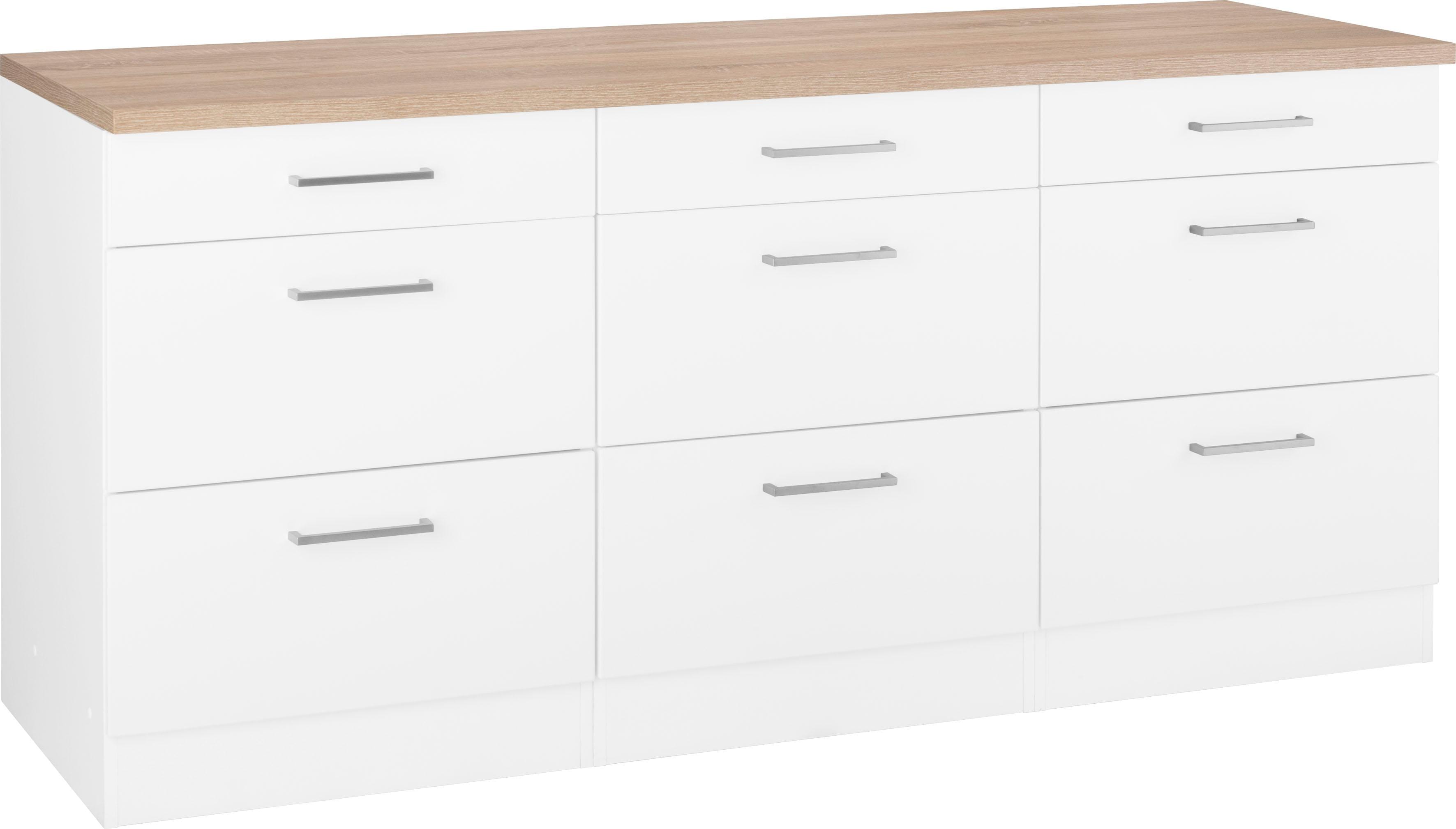 Unterschrank KOCHSTATION "KS-Visby", weiß, B:180cm H:85cm T:60cm, Schränke, Unterschrank, Breite 180 cm