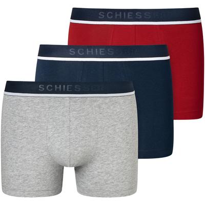 Boxer SCHIESSER "95/5", Herren, Gr. 6, bunt (909, rot, blau, grau meliert), Jersey, Obermaterial: 95% Baumwolle, 5% Elasthan, unifarben, meliert, eng, Unterhosen, mit sportlichem Logo-Webgummibund Image