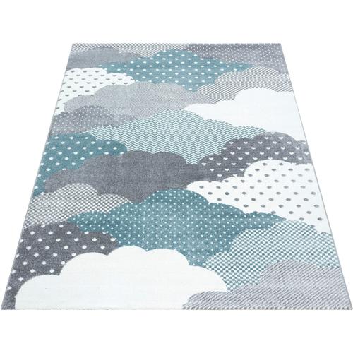 Kinderteppich AYYILDIZ TEPPICHE ""Bambi 820"" Teppiche Gr. B: 80cm, 11mm, L: 150cm, blau Kinder Wolken Motiv, Kurzflor