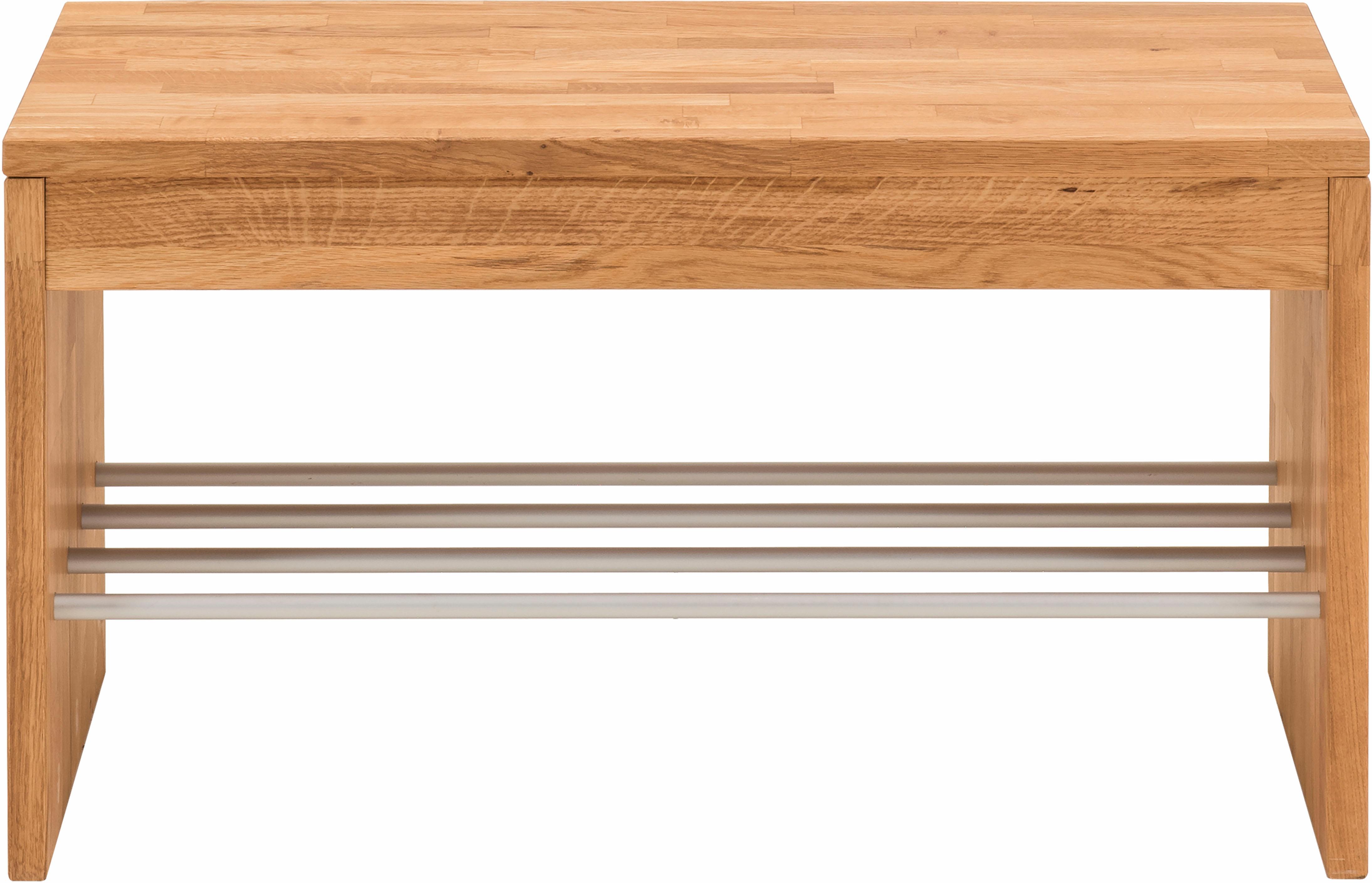 Schuhbank HOME AFFAIRE "Dura", braun (wildeiche), B:82cm H:45cm T:40cm, Aluminium, Massivholz, Sitzbänke, aus massiven Wildeichenholz oder Buche, Breite 82 cm