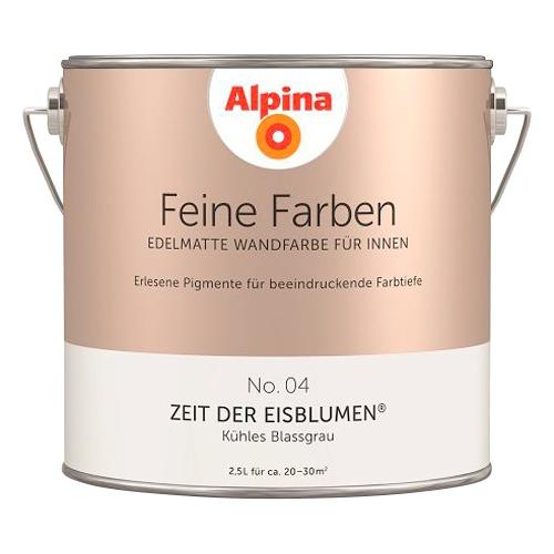 „ALPINA Wand- und Deckenfarbe „“Feine Farben No. 04 Zeit der Eisblumen““ Kühles Blassgrau, edelmatt, 2,5 Liter Gr. 2,5 l 2500 ml, grau (kühles blassgrau) Wandfarbe bunt“