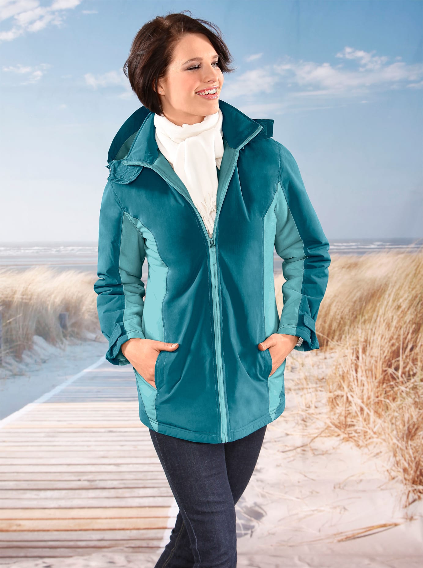 Funktionsjacke CLASSIC BASICS, Damen, Gr. 46, grün (petrol, wintertürkis), 100% Polyester, gemustert, mehrfarbig, Jacken Image